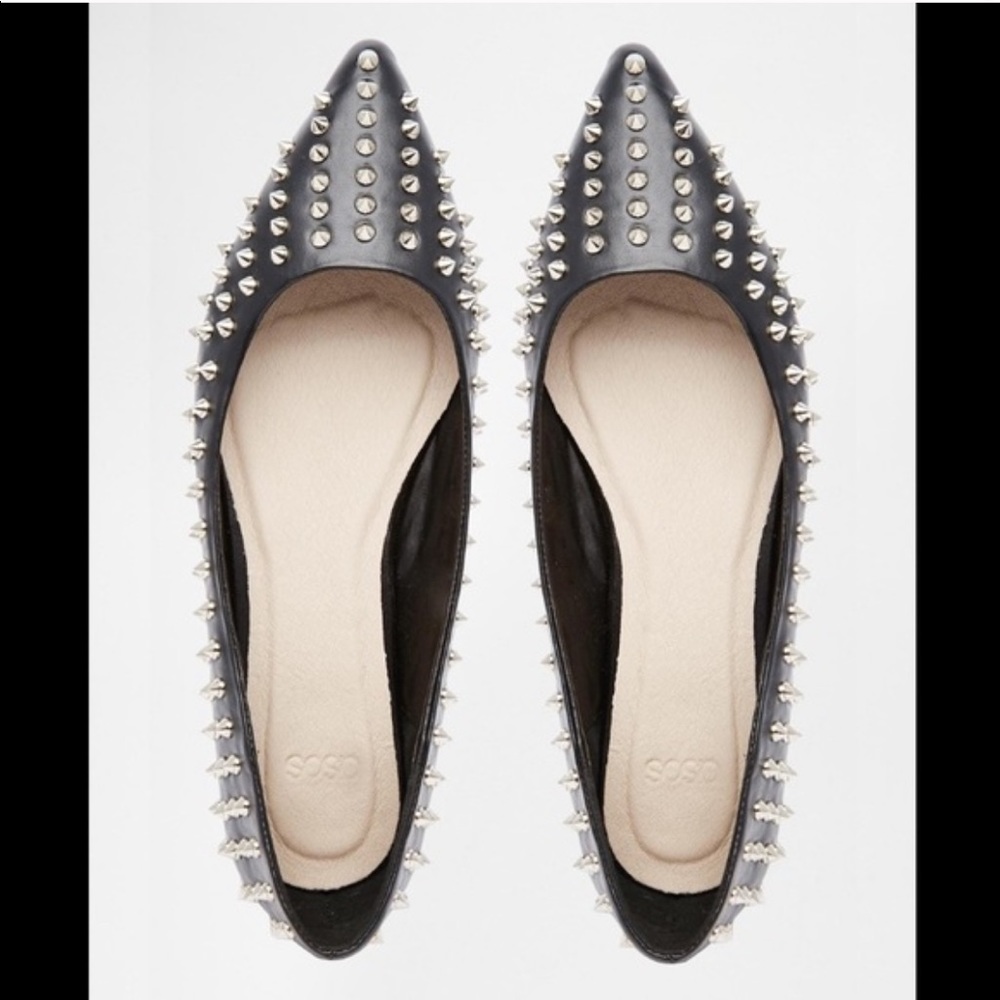 ASOS Studded Lightening Pointed Ballet Flats